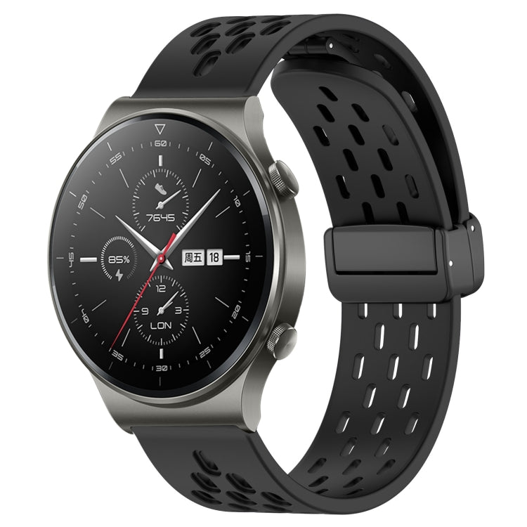 For Huawei GT2 Pro 22mm Folding Magnetic Clasp Silicone Watch Band(Black) by buy2fix