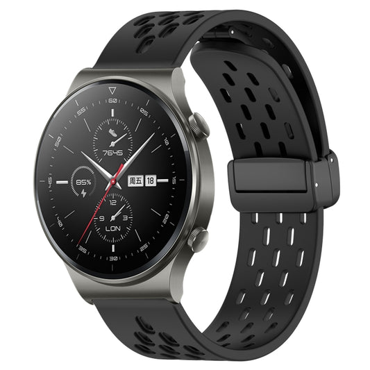 For Huawei GT2 Pro 22mm Folding Magnetic Clasp Silicone Watch Band(Black) by buy2fix