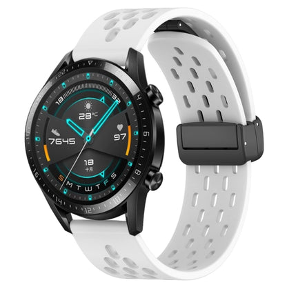 For Huawei GT2 46mm 22mm Folding Magnetic Clasp Silicone Watch Band(White) by buy2fix