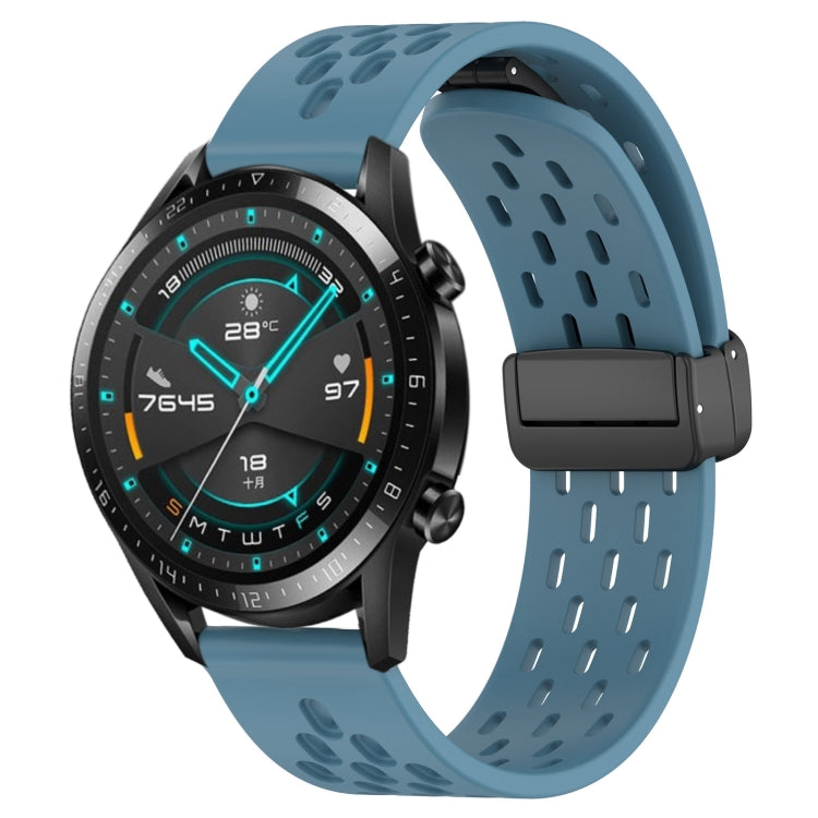 For Huawei GT2 46mm 22mm Folding Magnetic Clasp Silicone Watch Band(Blue) by buy2fix