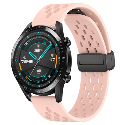 For Huawei GT2 46mm 22mm Folding Magnetic Clasp Silicone Watch Band(Pink) by buy2fix