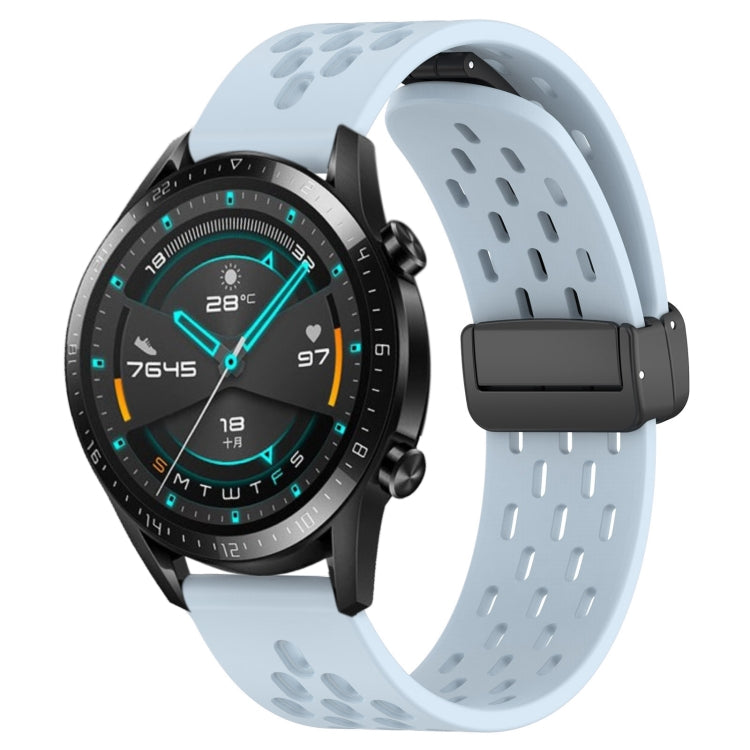 For Huawei GT2 46mm 22mm Folding Magnetic Clasp Silicone Watch Band(Light Blue) by buy2fix