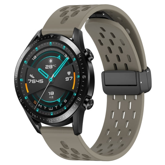 For Huawei GT2 46mm 22mm Folding Magnetic Clasp Silicone Watch Band(Space Ash) by buy2fix