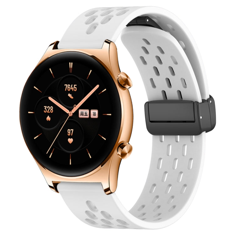 For Honor Watch GS 3 22mm Folding Magnetic Clasp Silicone Watch Band(White) by buy2fix