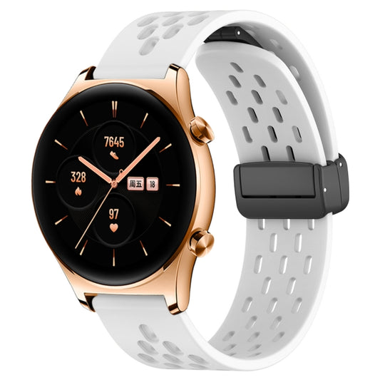 For Honor Watch GS 3 22mm Folding Magnetic Clasp Silicone Watch Band(White) by buy2fix