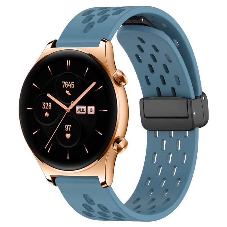 For Honor Watch GS 3 22mm Folding Magnetic Clasp Silicone Watch Band(Blue) by buy2fix