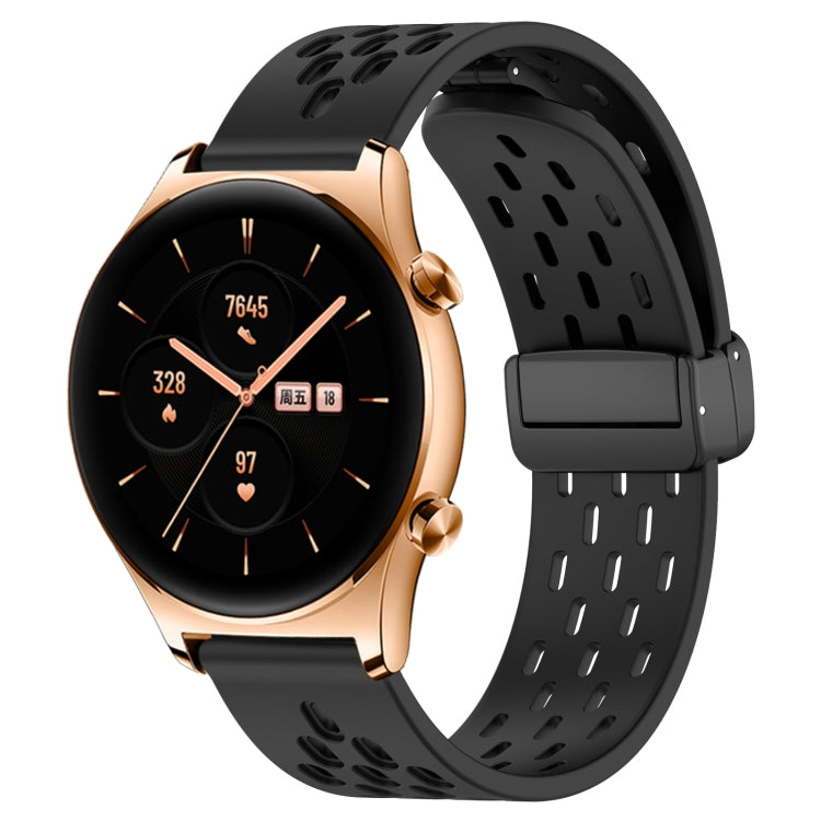 For Honor Watch GS 3 22mm Folding Magnetic Clasp Silicone Watch Band(Black) by buy2fix