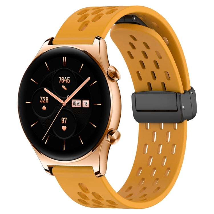 For Honor Watch GS 3 22mm Folding Magnetic Clasp Silicone Watch Band(Yellow) by buy2fix