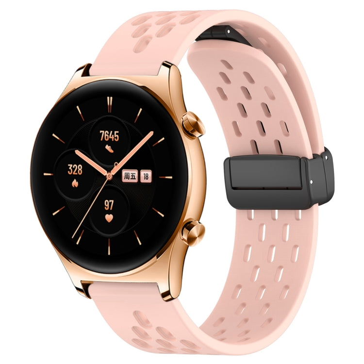 For Honor Watch GS 3 22mm Folding Magnetic Clasp Silicone Watch Band(Pink) by buy2fix