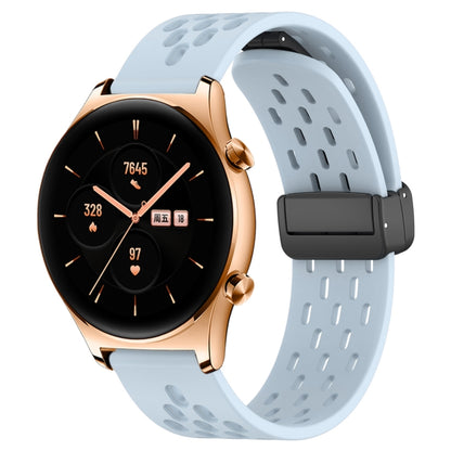 For Honor Watch GS 3 22mm Folding Magnetic Clasp Silicone Watch Band(Light Blue) by buy2fix