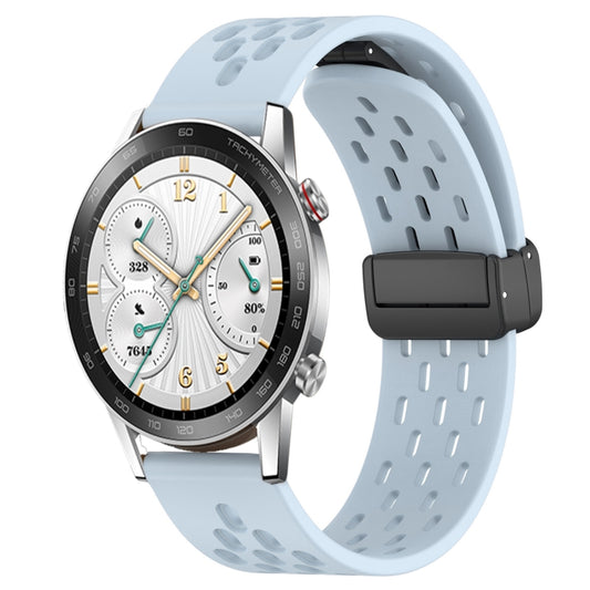 For Honor Watch GS 3i 22mm Folding Magnetic Clasp Silicone Watch Band(Light Blue) by buy2fix