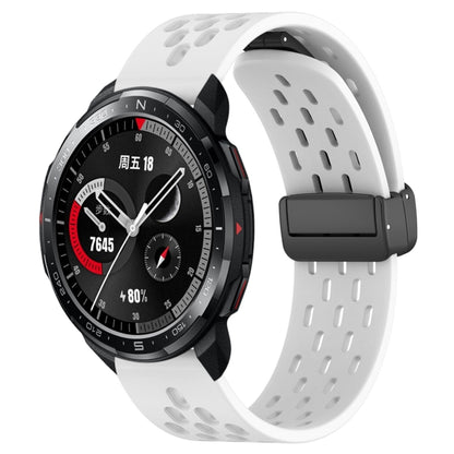 For Honor Watch GS Pro 22mm Folding Magnetic Clasp Silicone Watch Band(White) by buy2fix