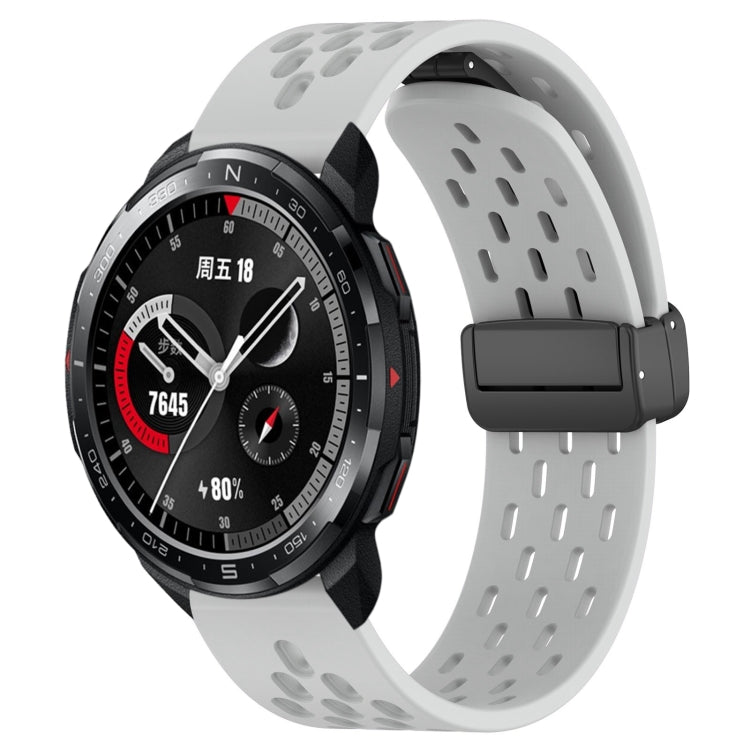 For Honor Watch GS Pro 22mm Folding Magnetic Clasp Silicone Watch Band(Light Grey) by buy2fix