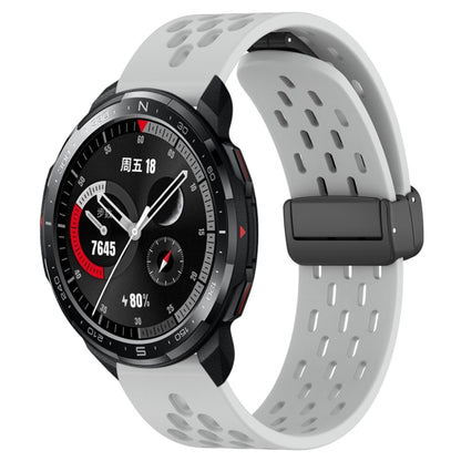 For Honor Watch GS Pro 22mm Folding Magnetic Clasp Silicone Watch Band(Light Grey) by buy2fix