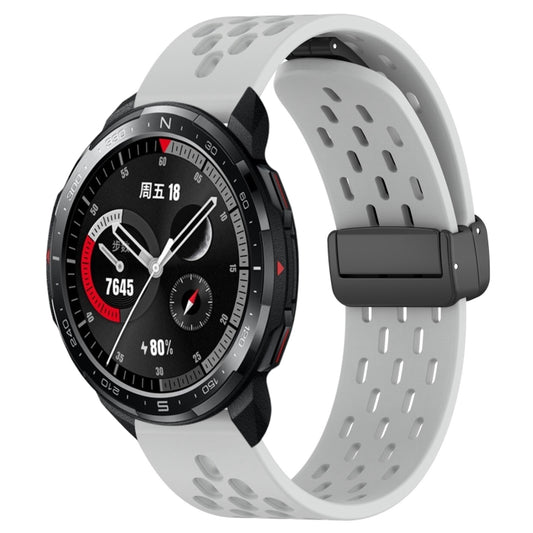For Honor Watch GS Pro 22mm Folding Magnetic Clasp Silicone Watch Band(Light Grey) by buy2fix