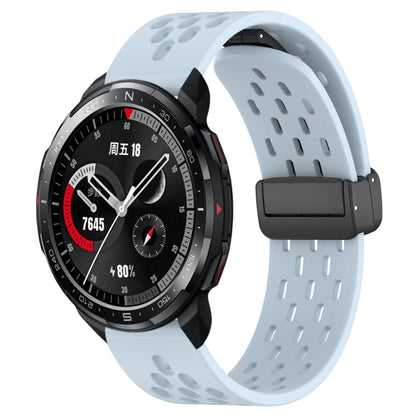 For Honor Watch GS Pro 22mm Folding Magnetic Clasp Silicone Watch Band(Light Blue) by buy2fix