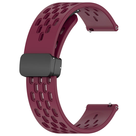 For Honor Magic Watch 2 46mm 22mm Folding Magnetic Clasp Silicone Watch Band(Wine Red) by buy2fix