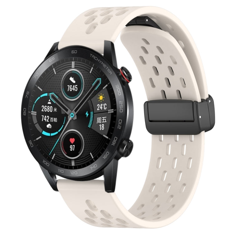 For Honor Magic Watch 2 46mm 22mm Folding Magnetic Clasp Silicone Watch Band(Starlight Color) by buy2fix