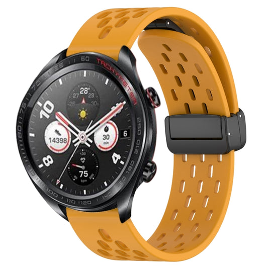 For Honor Watch Dream 22mm Folding Magnetic Clasp Silicone Watch Band(Yellow) by buy2fix