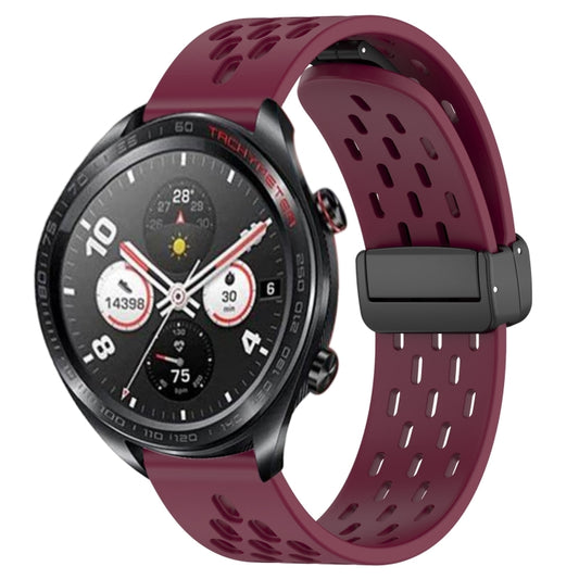 For Honor Watch Dream 22mm Folding Magnetic Clasp Silicone Watch Band(Wine Red) by buy2fix