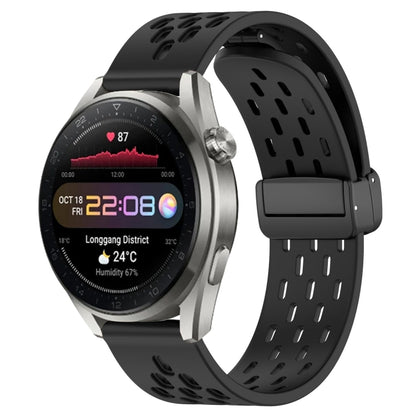 For Huawei Watch 3 Pro New 22mm Folding Magnetic Clasp Silicone Watch Band(Black) by buy2fix