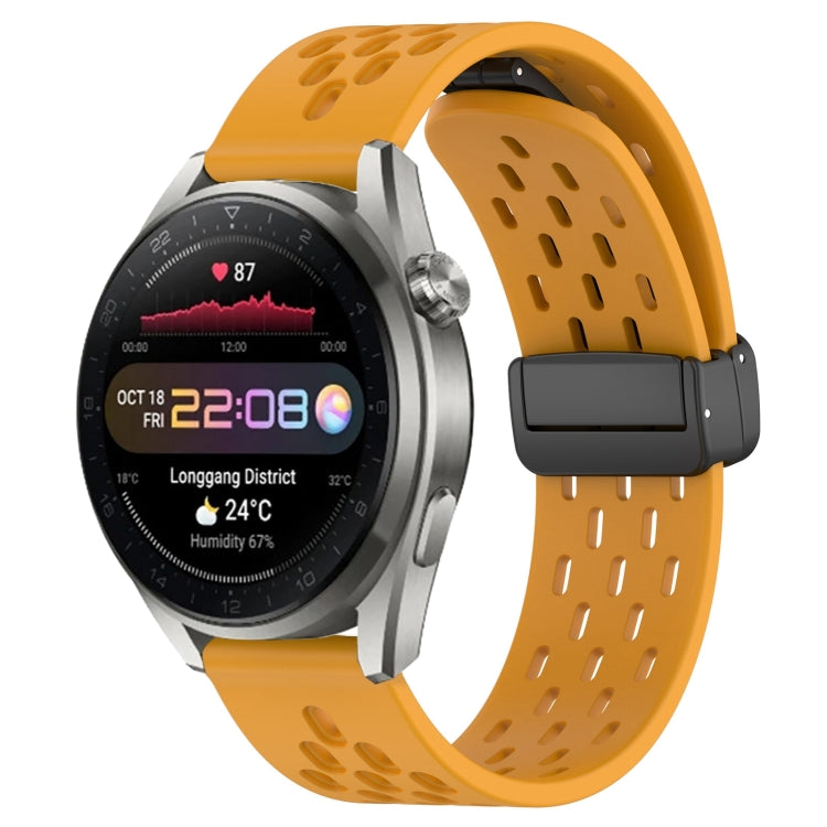 For Huawei Watch 3 Pro New 22mm Folding Magnetic Clasp Silicone Watch Band(Yellow) by buy2fix