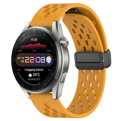 For Huawei Watch 3 Pro New 22mm Folding Magnetic Clasp Silicone Watch Band(Yellow) by buy2fix