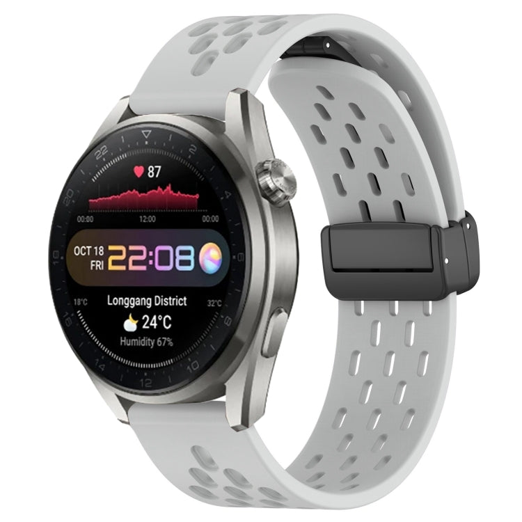 For Huawei Watch 3 Pro New 22mm Folding Magnetic Clasp Silicone Watch Band(Light Grey) by buy2fix