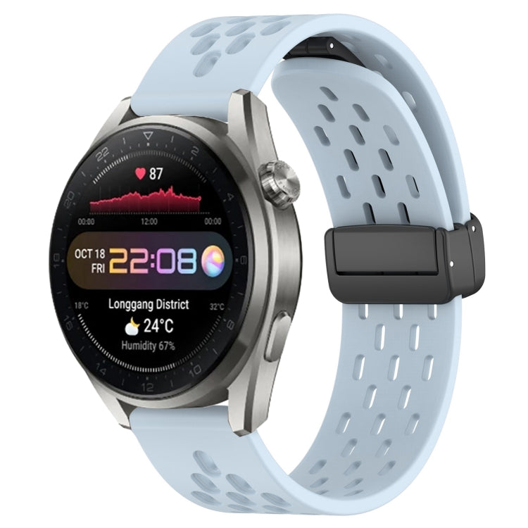 For Huawei Watch 3 Pro New 22mm Folding Magnetic Clasp Silicone Watch Band(Light Blue) by buy2fix