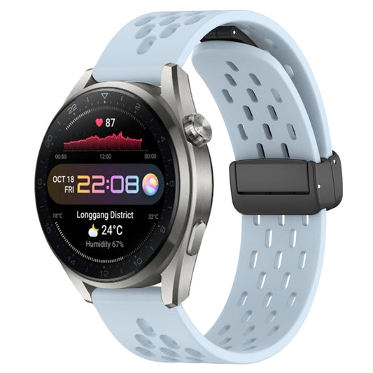 For Huawei Watch 3 Pro New 22mm Folding Magnetic Clasp Silicone Watch Band(Light Blue) by buy2fix