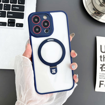 For iPhone 15 Pro Yashi MagSafe Magnetic Holder Phone Case(Blue) - iPhone 15 Pro Cases by buy2fix | Online Shopping UK | buy2fix