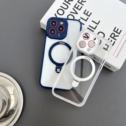 For iPhone 15 Pro Yashi MagSafe Magnetic Holder Phone Case(Blue) - iPhone 15 Pro Cases by buy2fix | Online Shopping UK | buy2fix