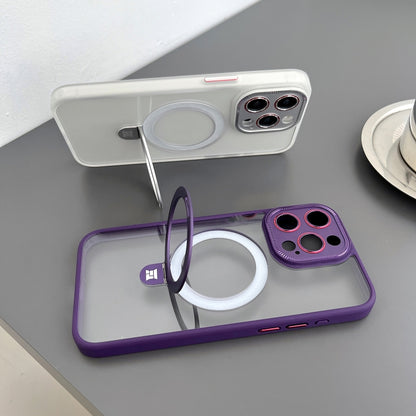 For iPhone 14 Yashi MagSafe Magnetic Holder Phone Case(Purple) - iPhone 14 Cases by buy2fix | Online Shopping UK | buy2fix