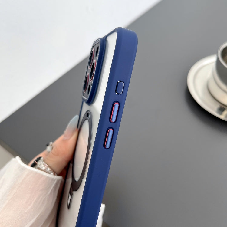 For iPhone 15 Pro Yashi MagSafe Magnetic Holder Phone Case(Blue) - iPhone 15 Pro Cases by buy2fix | Online Shopping UK | buy2fix