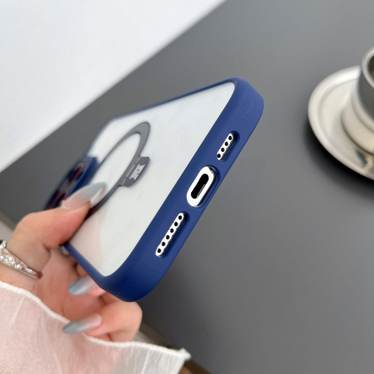 For iPhone 15 Pro Yashi MagSafe Magnetic Holder Phone Case(Blue) - iPhone 15 Pro Cases by buy2fix | Online Shopping UK | buy2fix