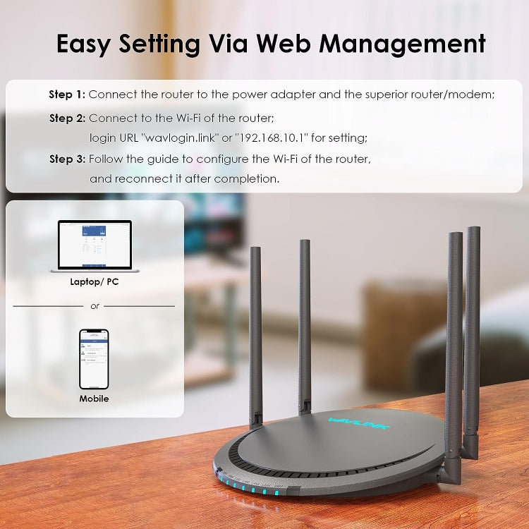 WAVLINK WN531P3 WAN / LAN Port Signal Booster Wireless Repeater AC1200 Wireless Routers, Plug:US Plug by buy2fix