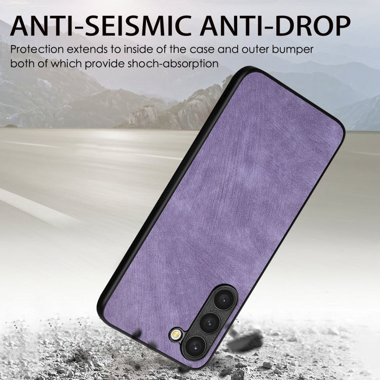 For Samsung Galaxy S25 5G Vintage Leather PC Back Cover Phone Case(Purple) by buy2fix