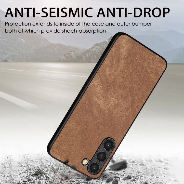 For Samsung Galaxy S25 5G Vintage Leather PC Back Cover Phone Case(Brown) by buy2fix