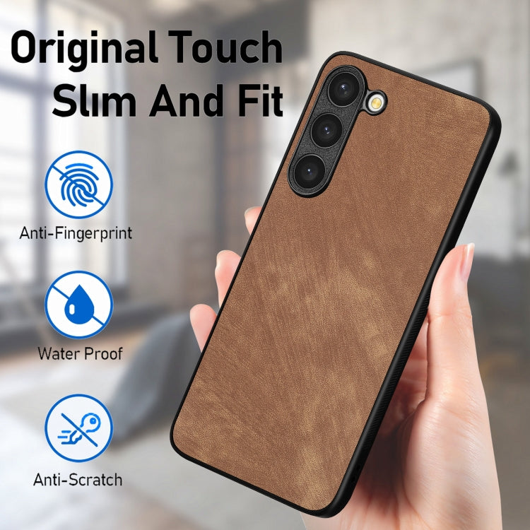 For Samsung Galaxy S25 5G Vintage Leather PC Back Cover Phone Case(Brown) by buy2fix