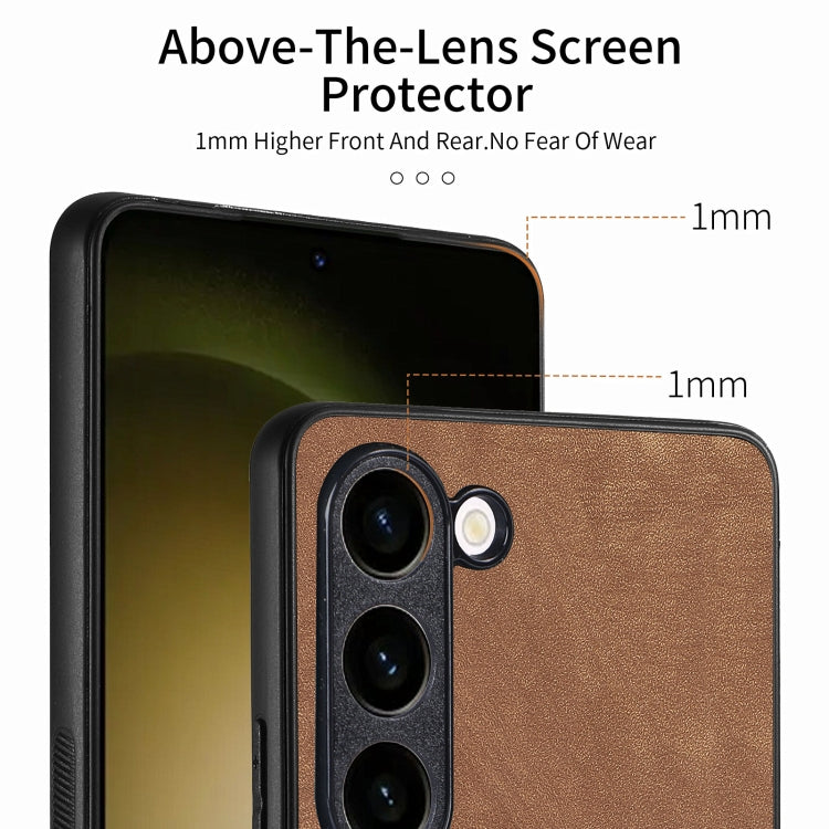 For Samsung Galaxy S25 5G Vintage Leather PC Back Cover Phone Case(Brown) by buy2fix