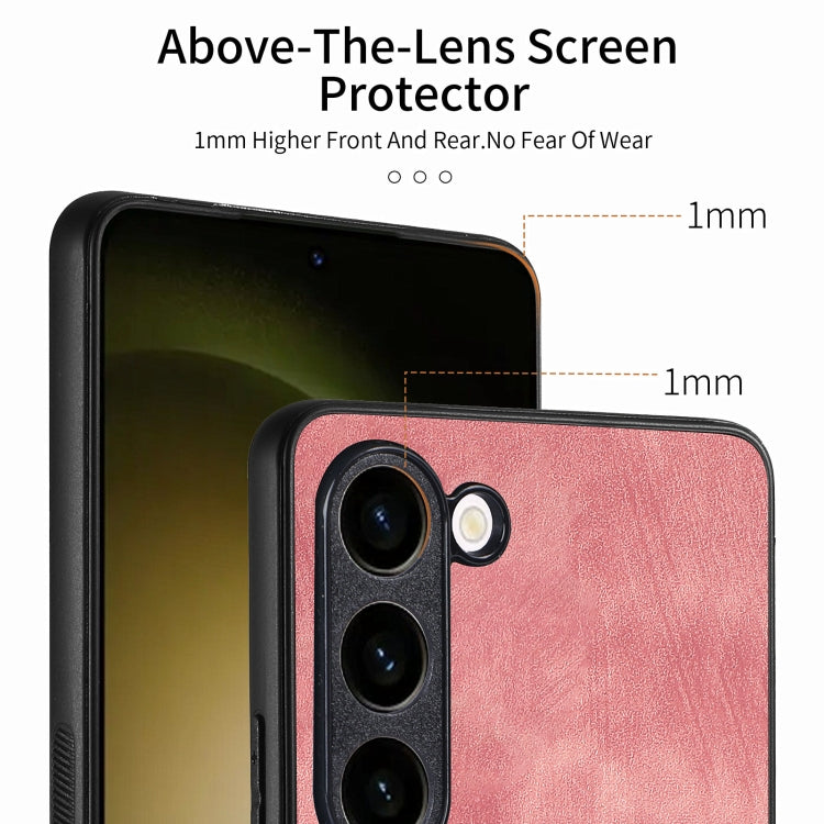 For Samsung Galaxy S25+ 5G Vintage Leather PC Back Cover Phone Case(Pink) by buy2fix