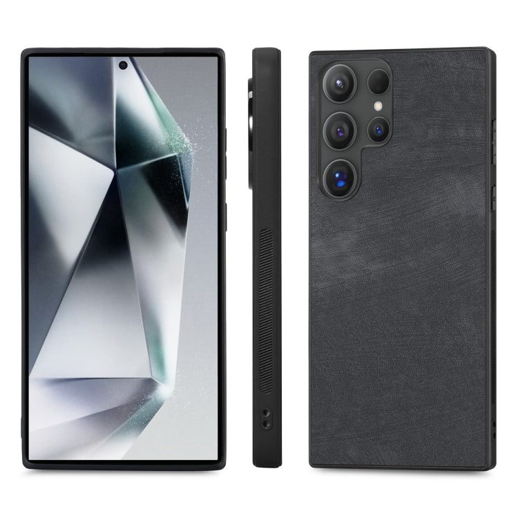 For Samsung Galaxy S25 Ultra 5G Vintage Leather PC Back Cover Phone Case(Black) by buy2fix