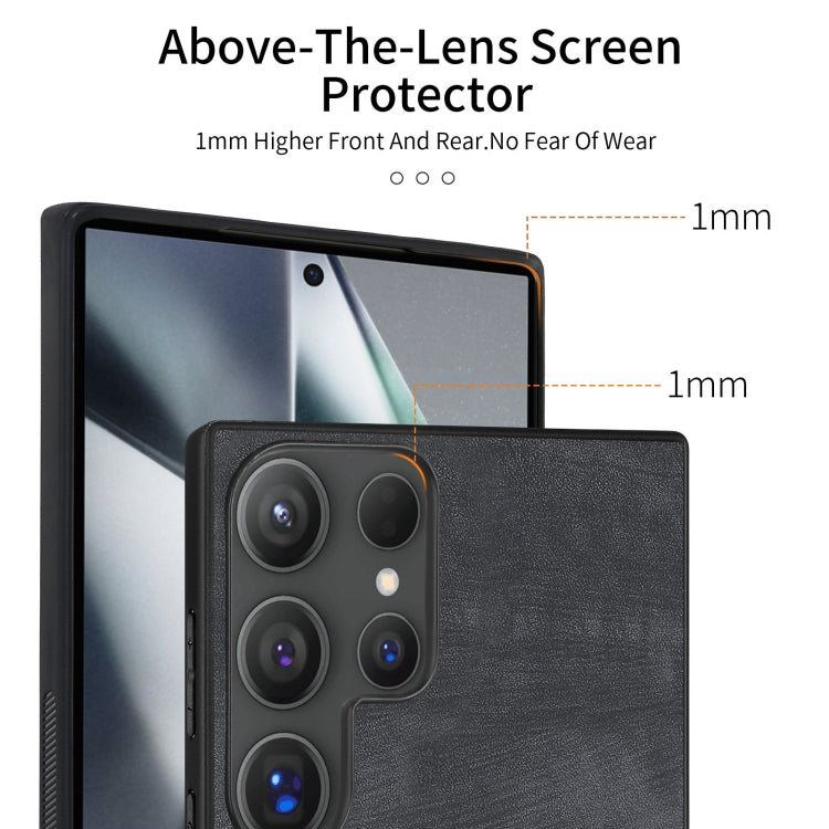 For Samsung Galaxy S25 Ultra 5G Vintage Leather PC Back Cover Phone Case(Black) by buy2fix