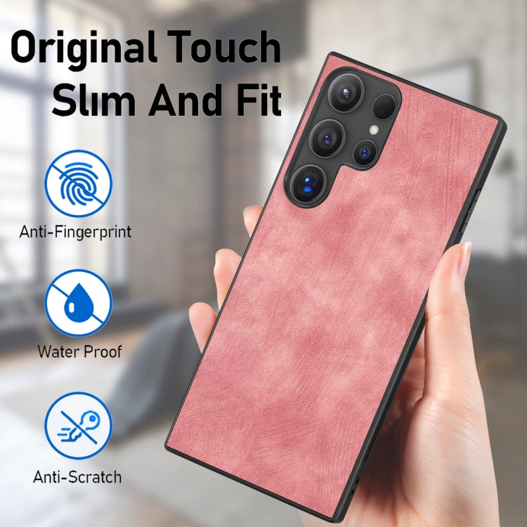 For Samsung Galaxy S25 Ultra 5G Vintage Leather PC Back Cover Phone Case(Pink) by buy2fix