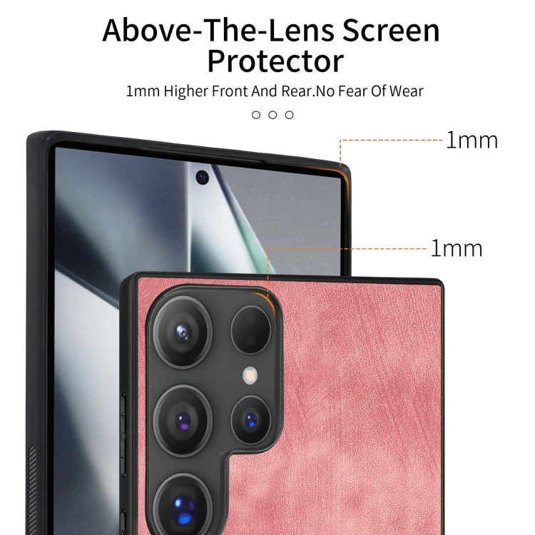 For Samsung Galaxy S25 Ultra 5G Vintage Leather PC Back Cover Phone Case(Pink) by buy2fix