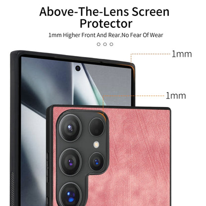 For Samsung Galaxy S25 Ultra 5G Vintage Leather PC Back Cover Phone Case(Pink) by buy2fix