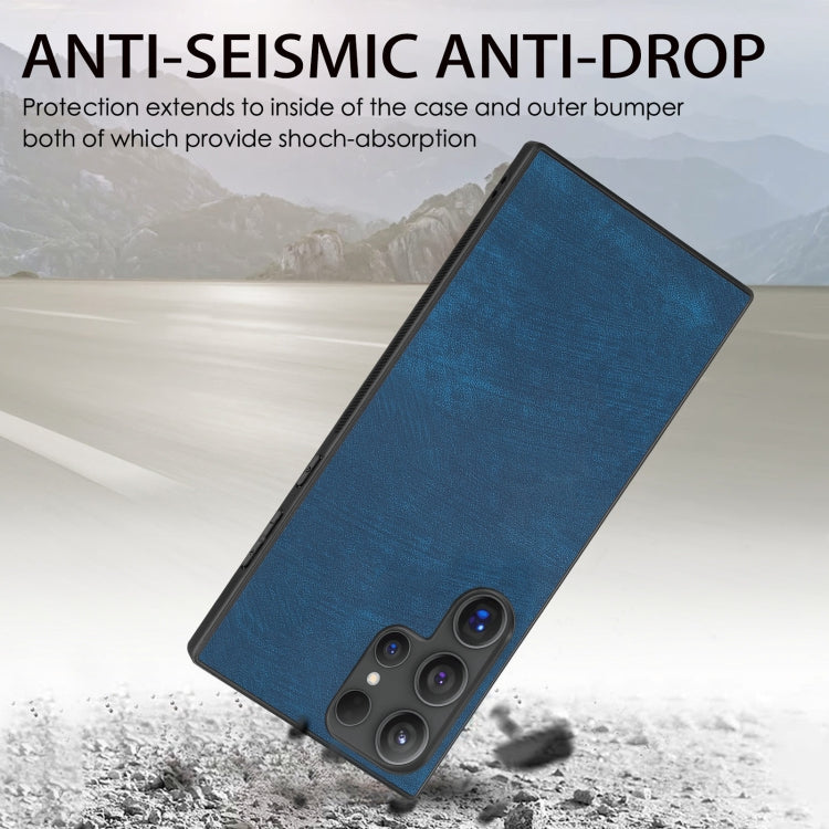 For Samsung Galaxy S25 Ultra 5G Vintage Leather PC Back Cover Phone Case(Blue) by buy2fix
