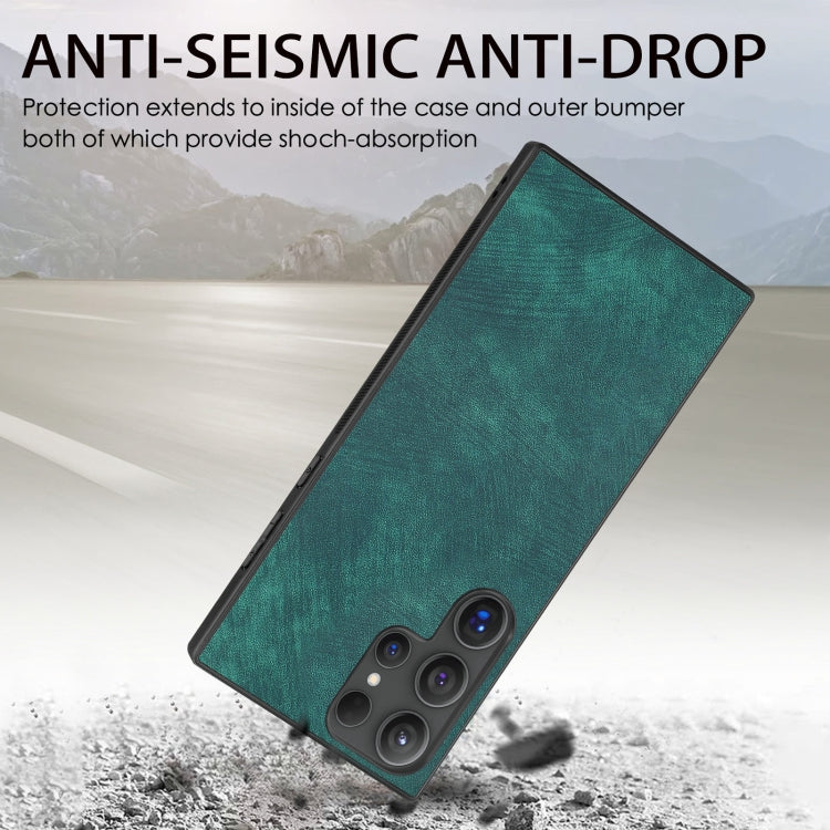 For Samsung Galaxy S25 Ultra 5G Vintage Leather PC Back Cover Phone Case(Green) by buy2fix