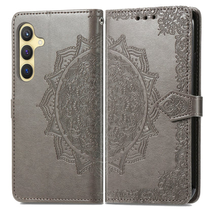 For Samsung Galaxy S25 5G Mandala Flower Embossed Leather Phone Case(Gray) by buy2fix
