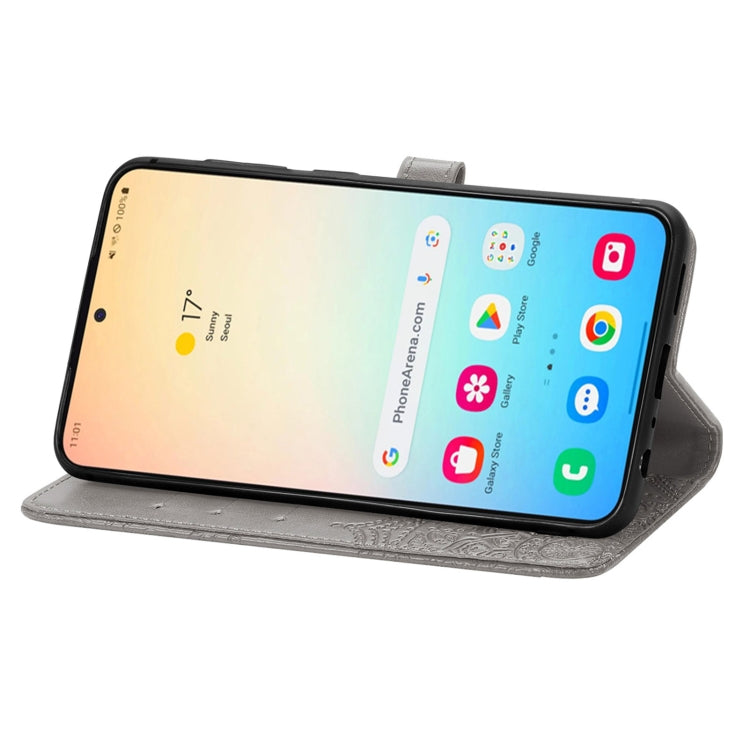 For Samsung Galaxy S25 5G Mandala Flower Embossed Leather Phone Case(Gray) by buy2fix